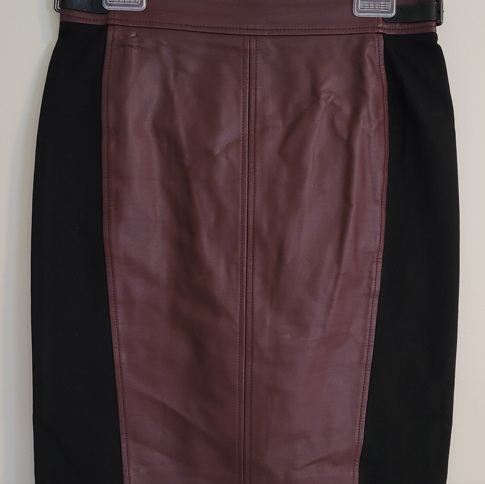 Ann Taylor Purple & Black Faux Leather Skirt Women's Size 6